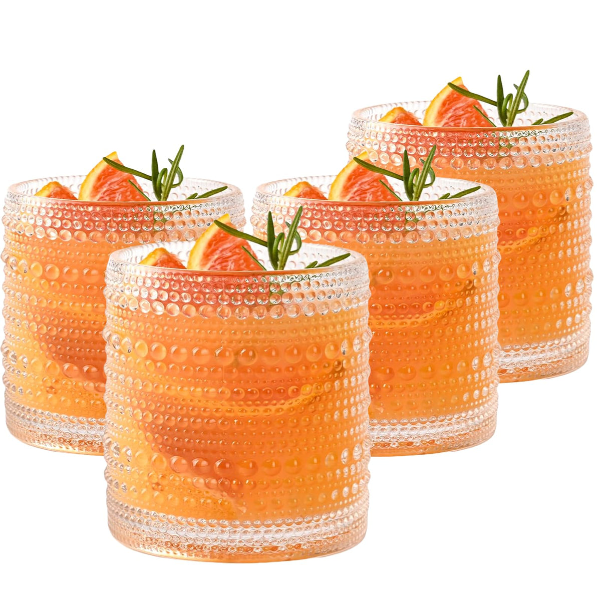 WANYISHUN hobnail glass with embossed beads offers easy grip for water or cocktails.