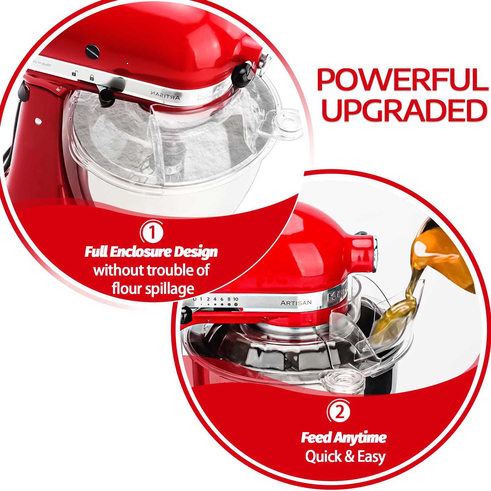 Fully enclosed Wanyshapy shield preventing spills during mixing.
