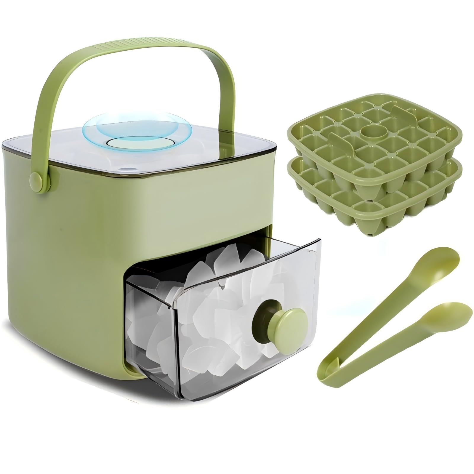 WAOGE ice tray with lid and bin keeps ice dust-free for cocktails.