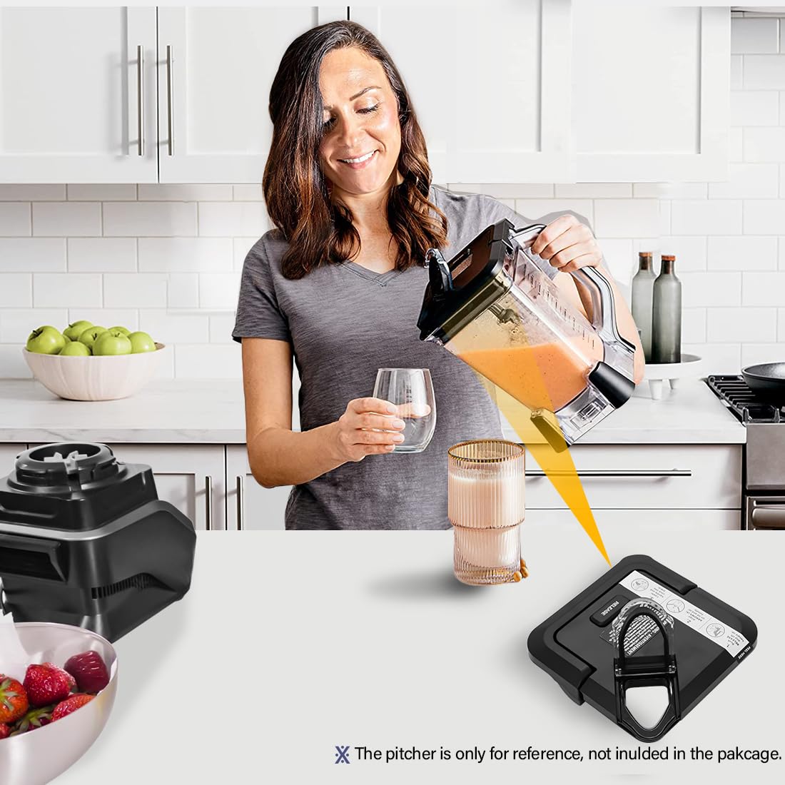 WARDFYT compatible ninja-72oz lid, side view, helps you restore your pitcher’s performance affordably