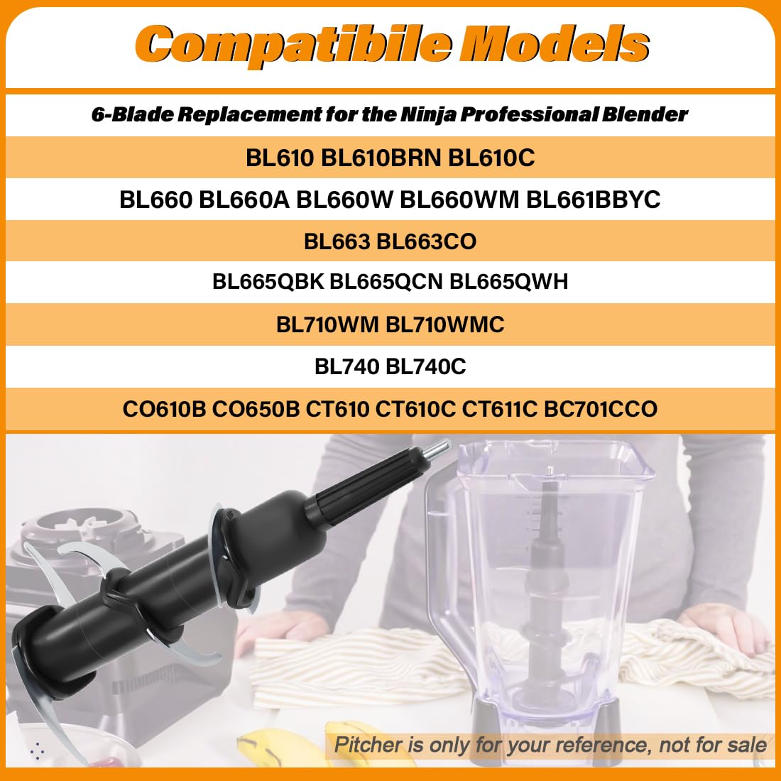 WARDFYT stainless steel six-blade assembly for durable, sharp blending.