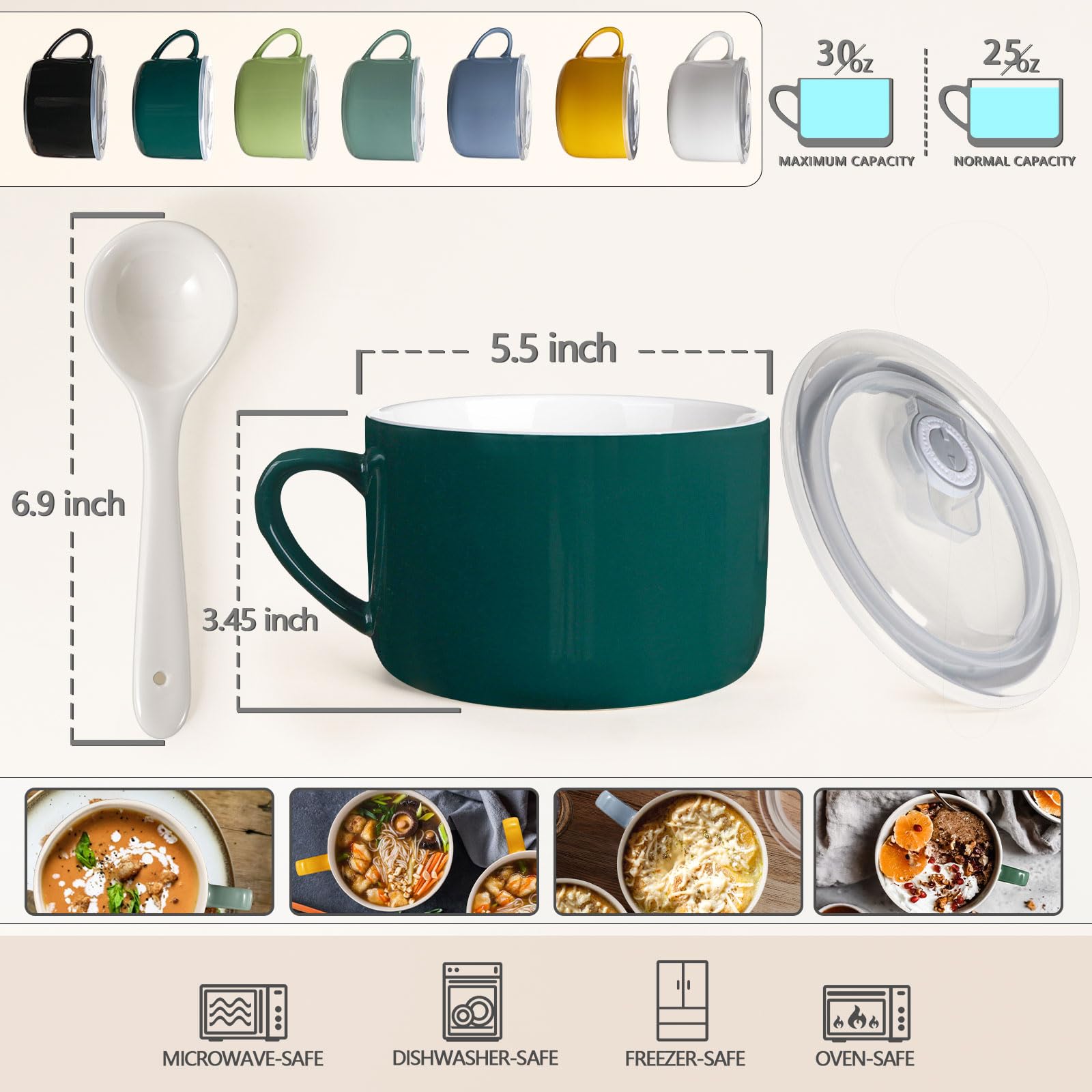 Wareland ramen bowl with lid, 30oz, perfect for noodle dishes.