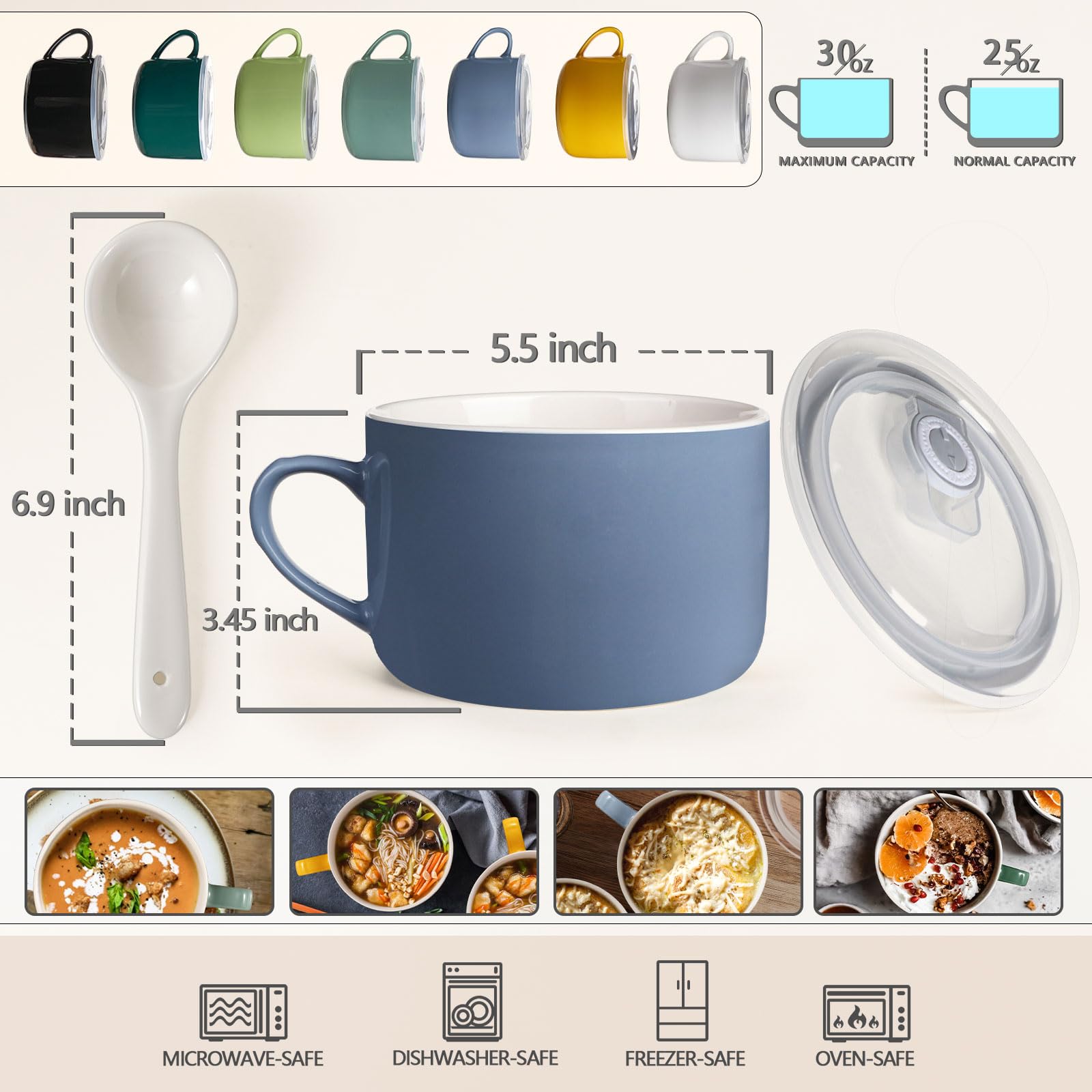 Wareland ceramic ramen bowl with lid and vent button for quick reheats.