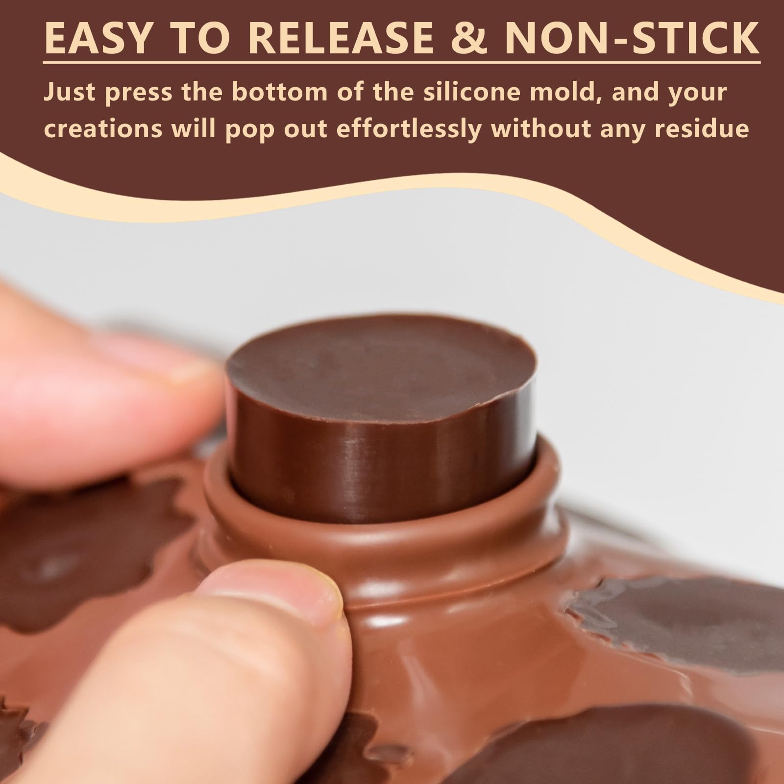 Warm Time shell-shaped silicone mold makes decorative chocolates with smooth, clean edges.