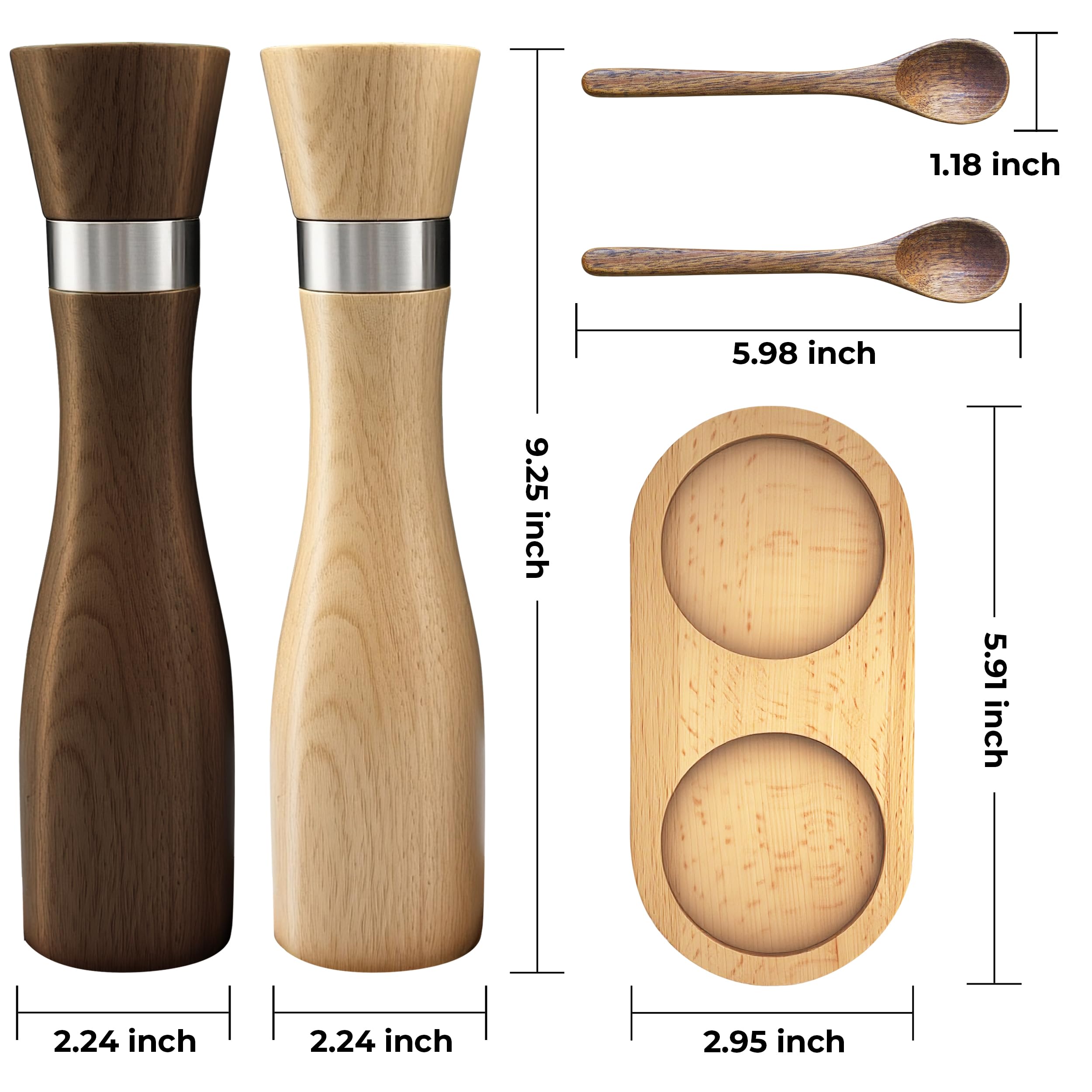 Top view of WarmKey beech wood grinders showcasing grain and craftsmanship.