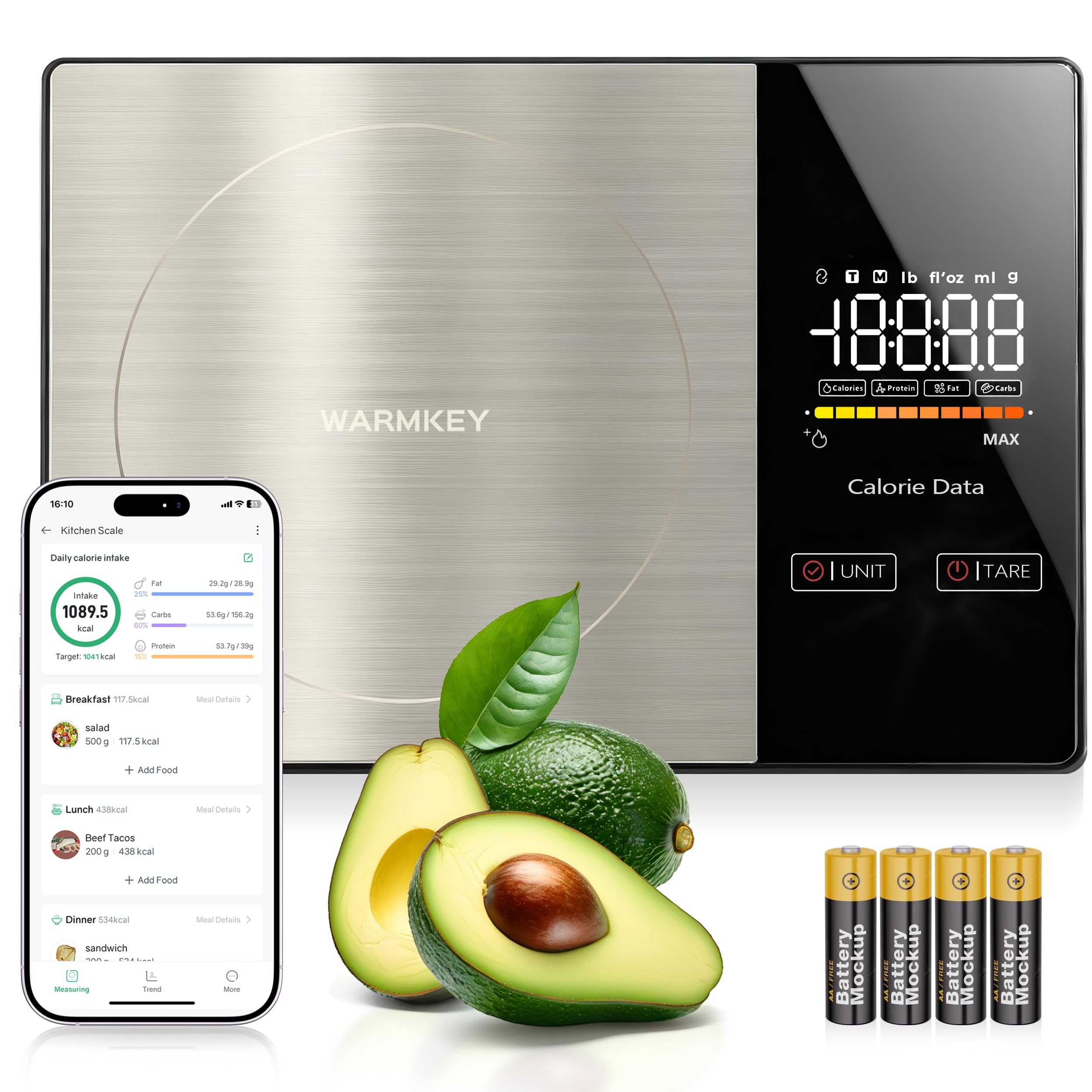 WARMKEY nutrition scale LED display for easy nutrition reading