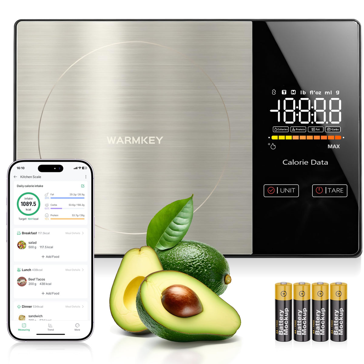 WARMKEY nutrition scale LED display for easy nutrition reading