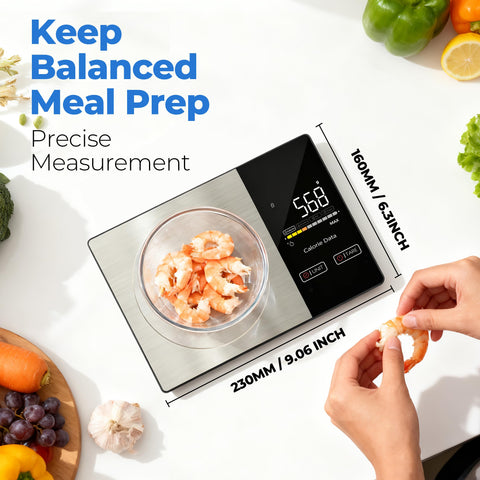 WARMKEY scale tare function shown to tare the container for accurate food weight