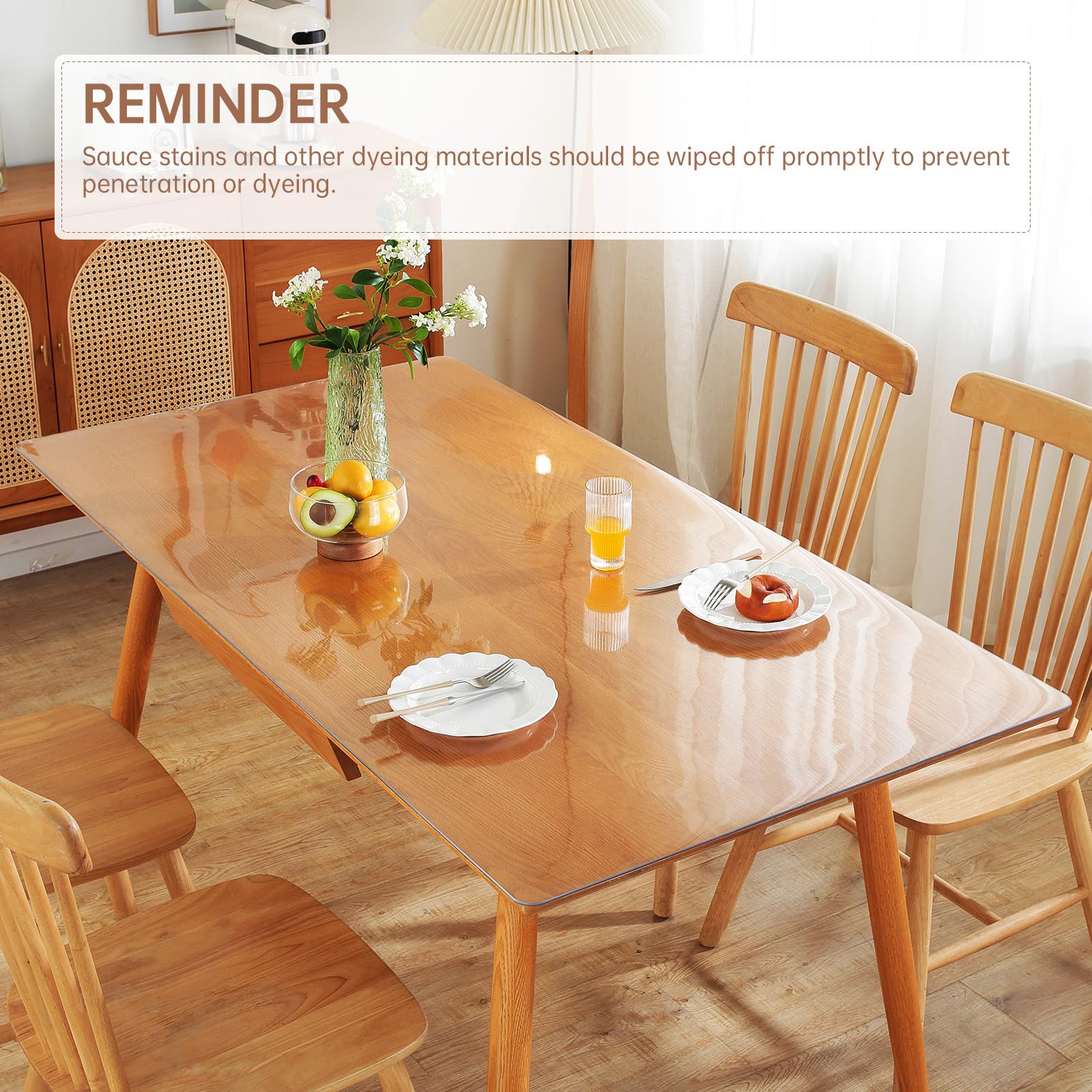 Warmstar clear protector on wood dresser preventing scratches and stains