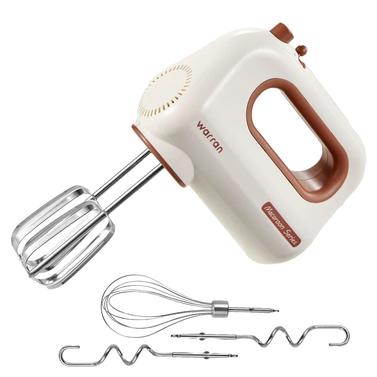 WARRAN 300W hand mixer front view showing compact, easy-to-hold design for home baking.