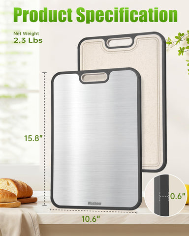 Washour cutting board easy clean surfaces on both sides