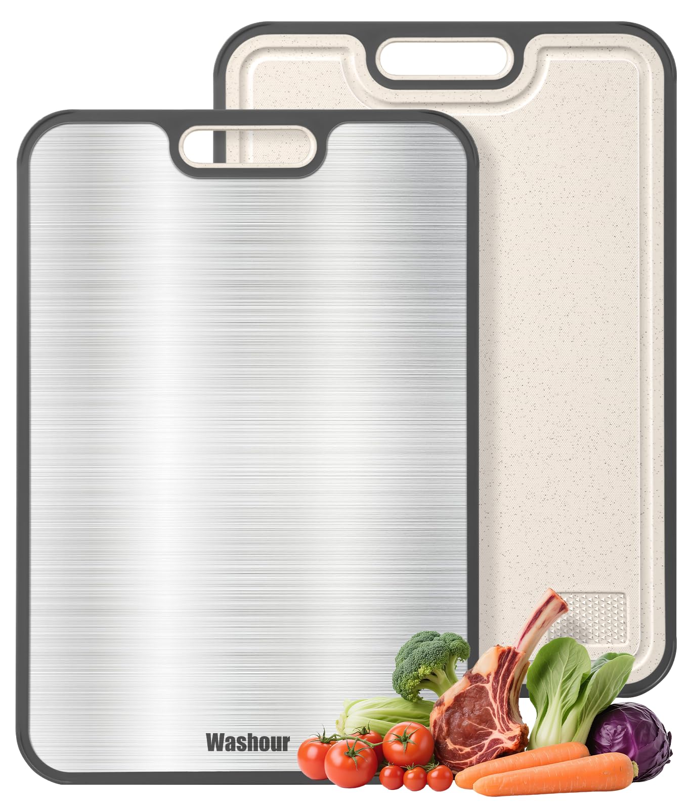 Washour titanium cutting board double sided for separate prep surfaces
