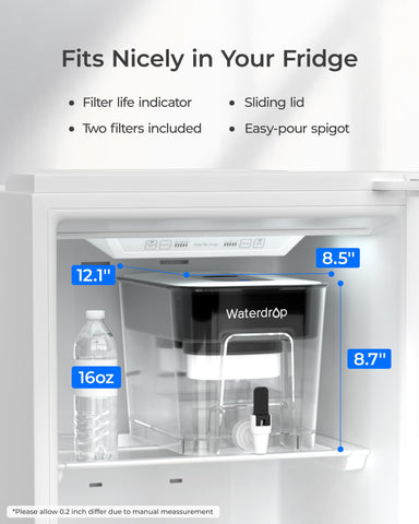 Waterdrop 40-cup dual-filter dispenser top handle for easy transport.