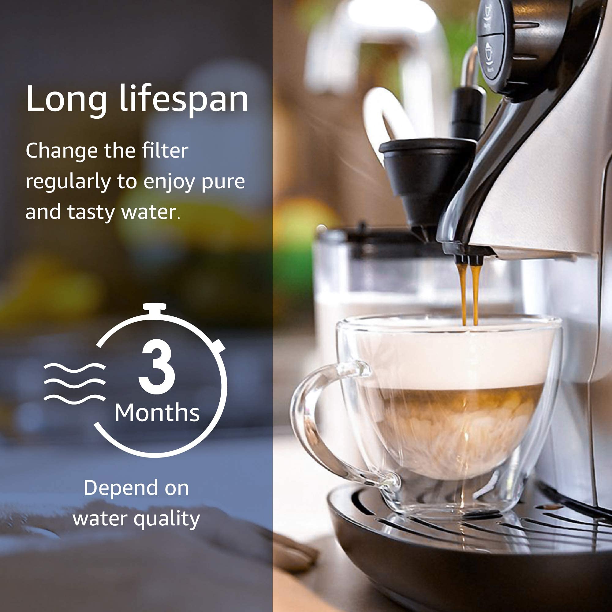 Waterdrop installation on an espresso machine; quick and easy setup.