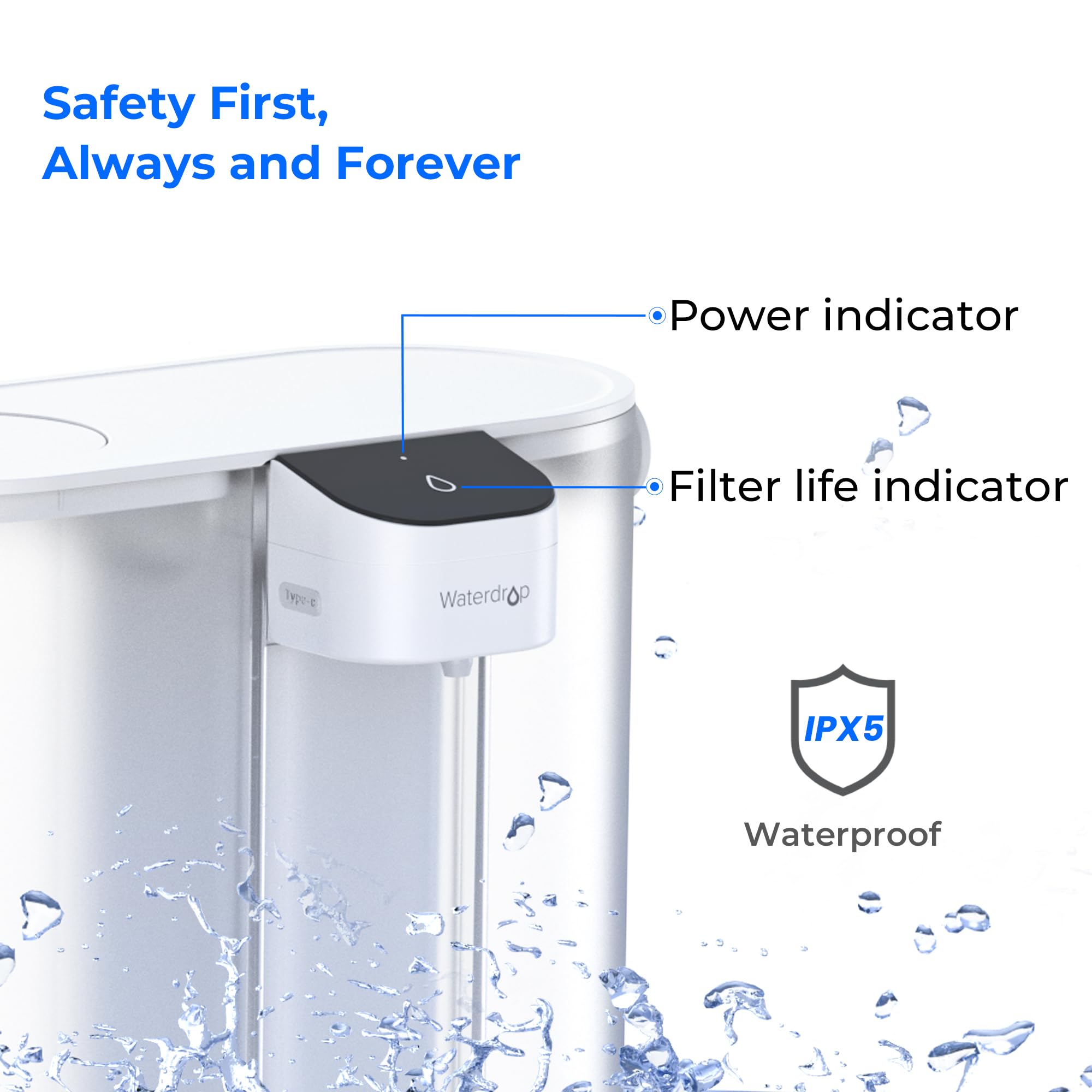 Waterdrop one-key control streamlines water purification.