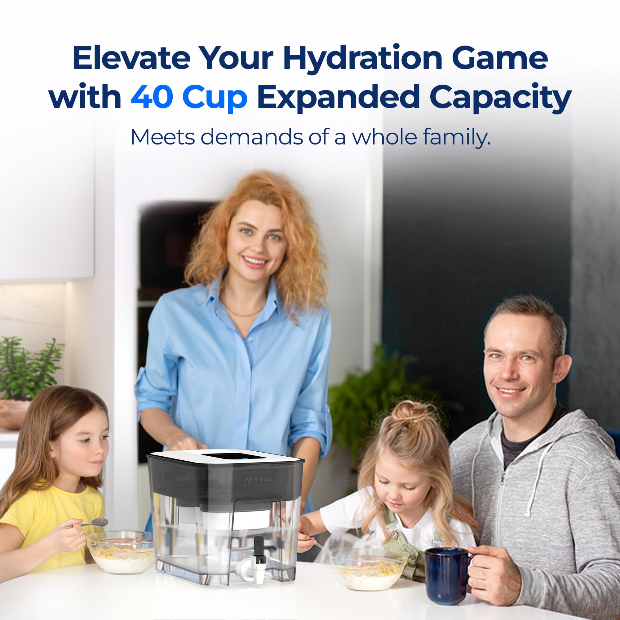 Waterdrop dispenser uses safe materials for family-friendly use.