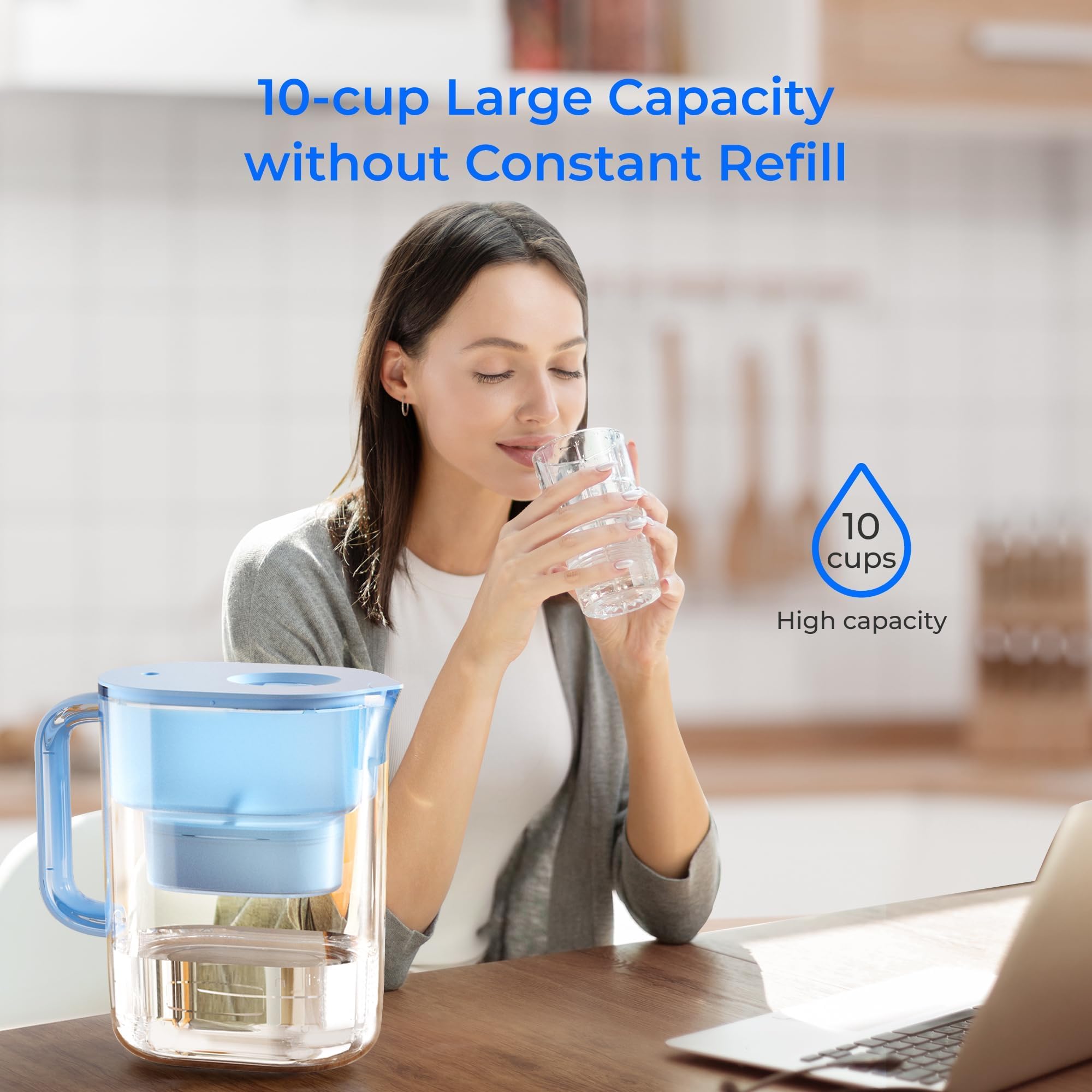 Waterdrop filtration reduces odor and improves flavor for tea and coffee.