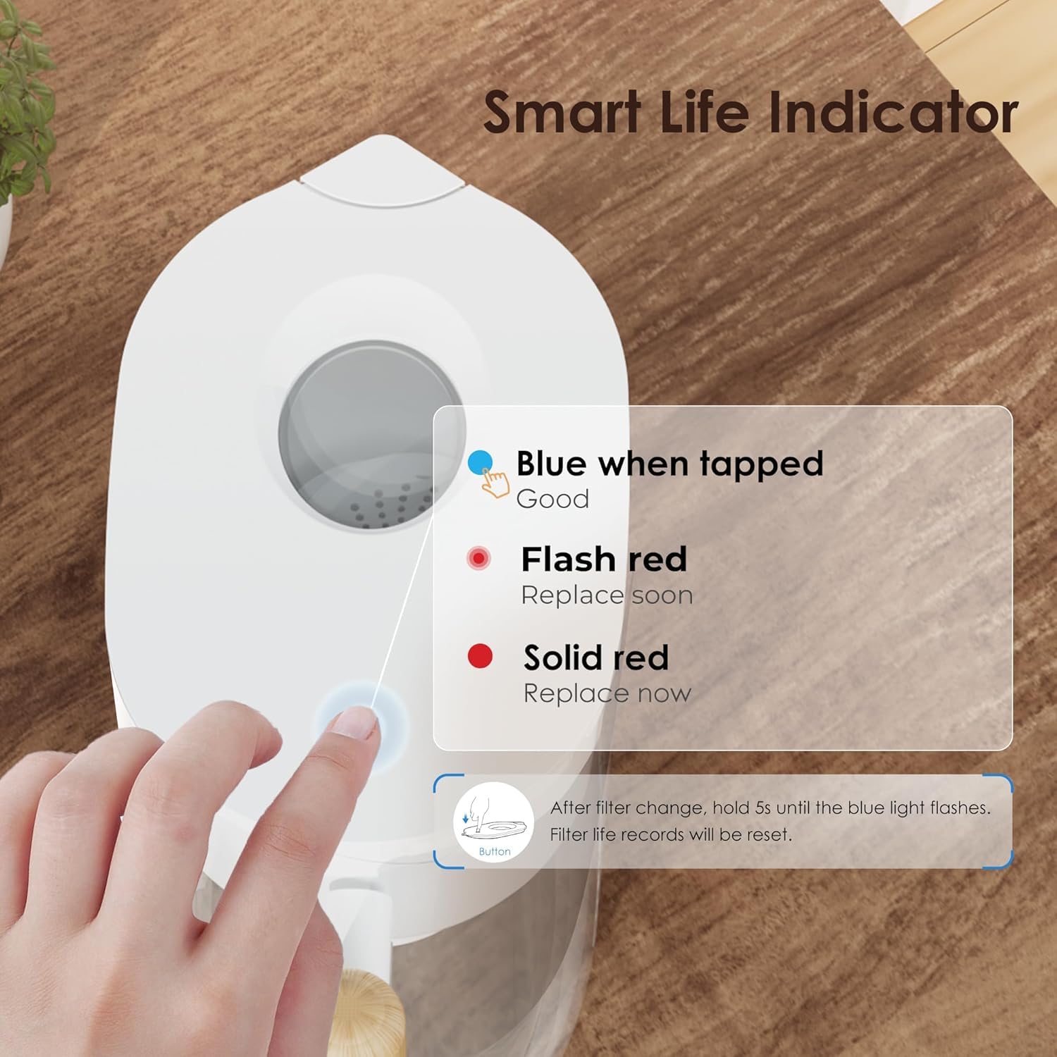 Waterdrop pitcher fits most refrigerators and measures 10.4 by 5 by 10.1 inches.
