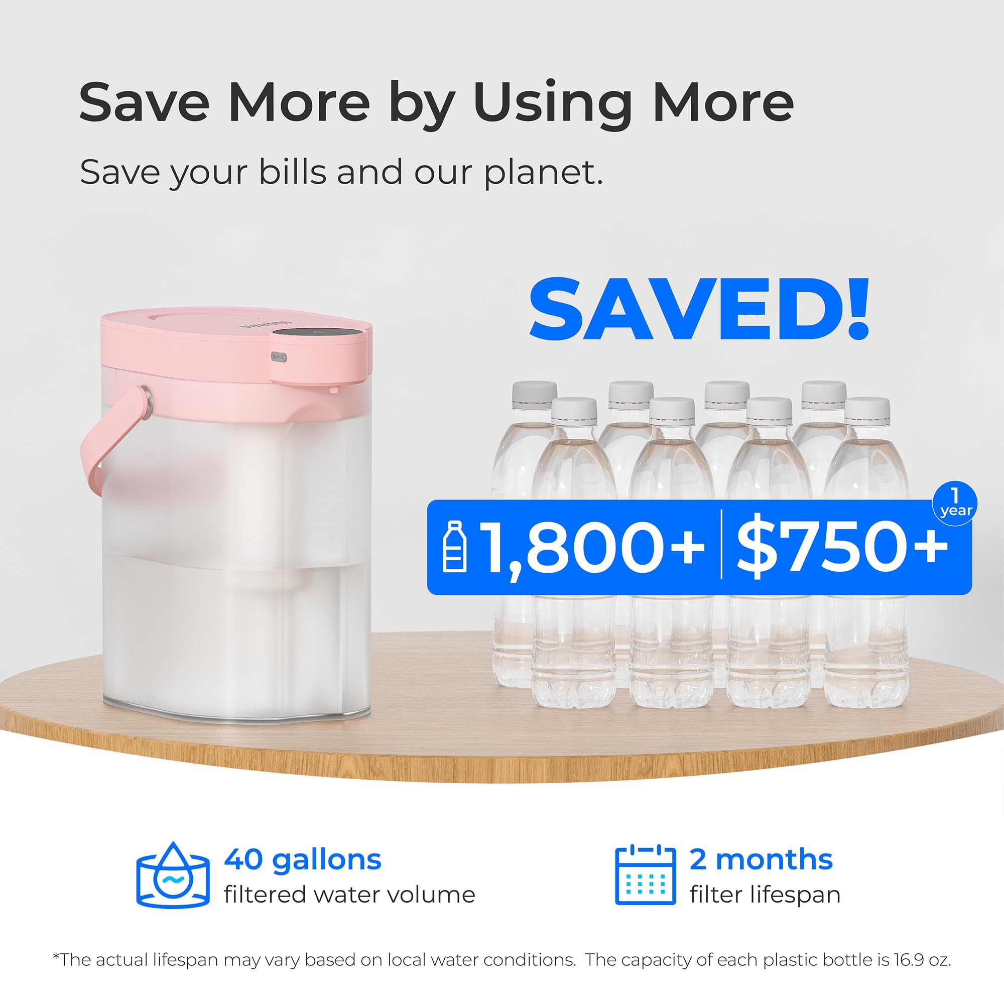 Waterdrop FreshTaste electric pitcher rapid-dispense showcases quick water flow for busy mornings.