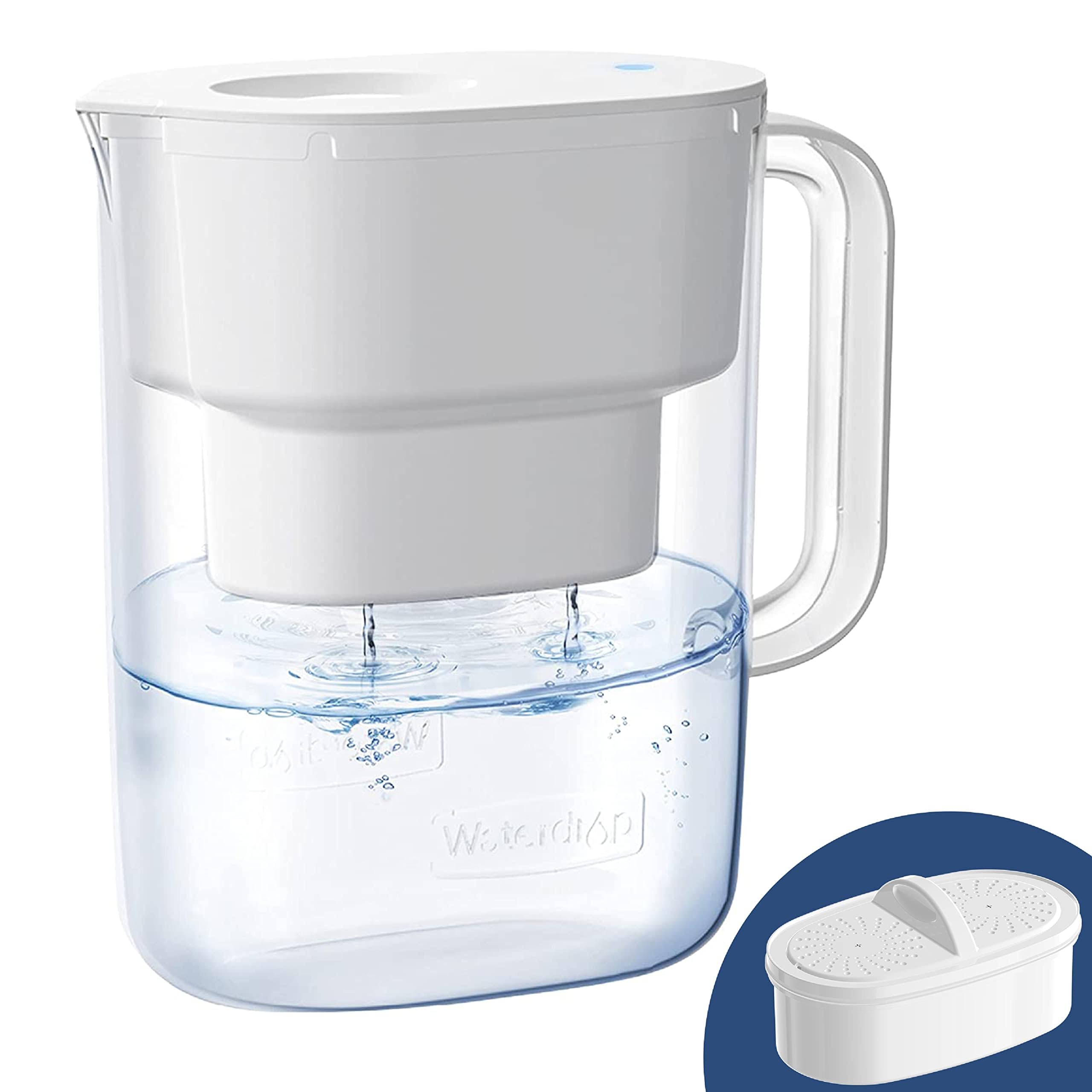 Waterdrop pitcher with a hands-free lid for convenient, hygienic dispensing.