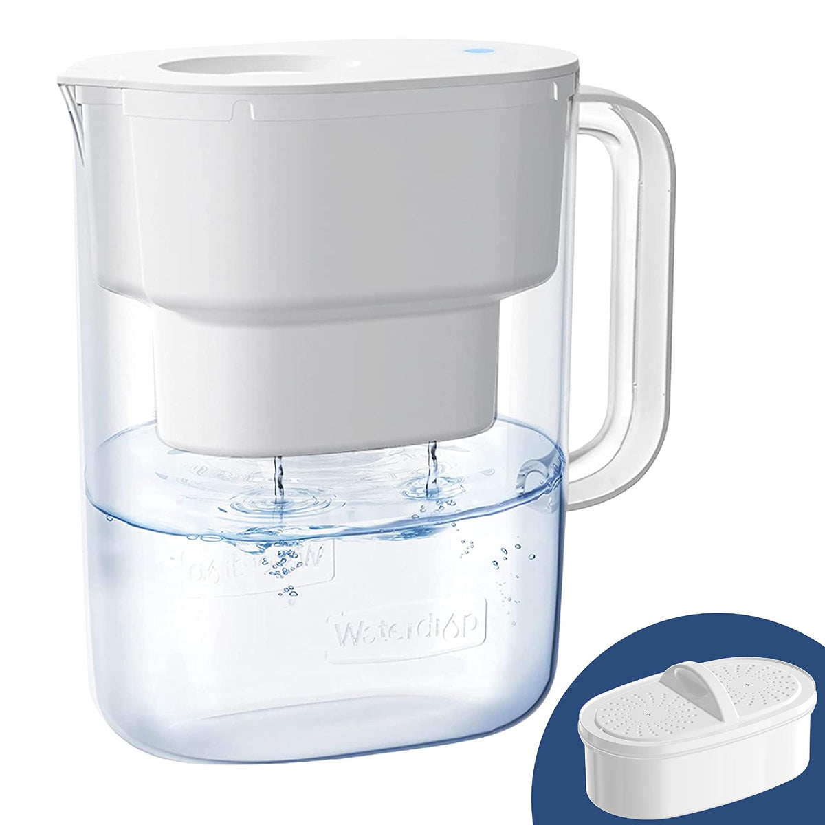 Waterdrop pitcher with a hands-free lid for convenient, hygienic dispensing.