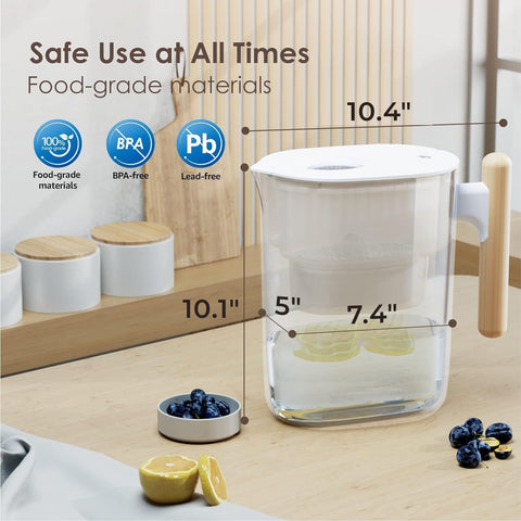 Waterdrop pitcher NSF certified, reduces chlorine and odors for fresher water.