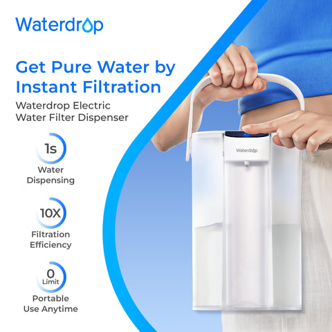 Waterdrop water filter pitcher top view with lid open for easy refills.