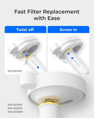 Three-pack Waterdrop WD-EWFLY being used in a dispenser setup.