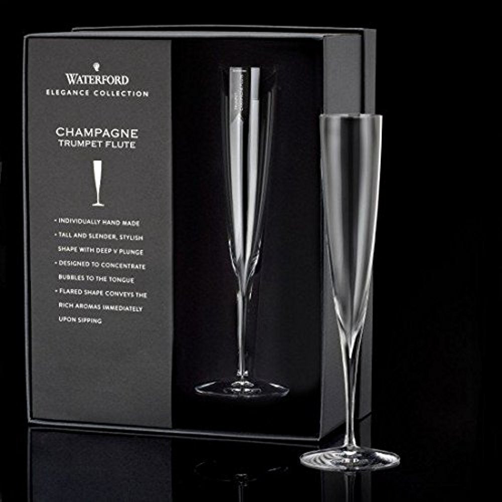 Waterford Elegance trumpet flute plunge shows refined profile for elegant toasts.