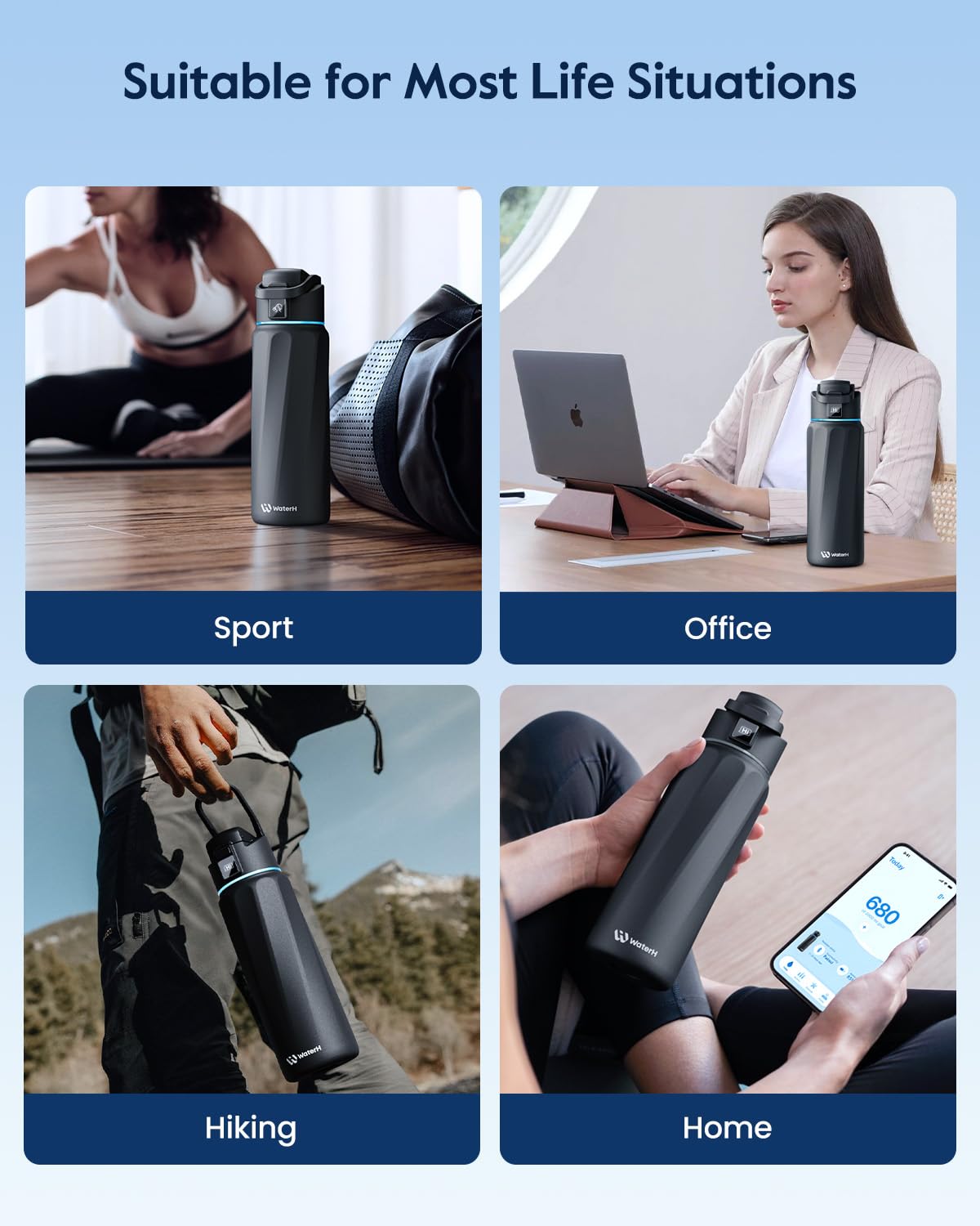 WATERH BOOST Bluetooth AI tracker guides intake and hydration patterns.