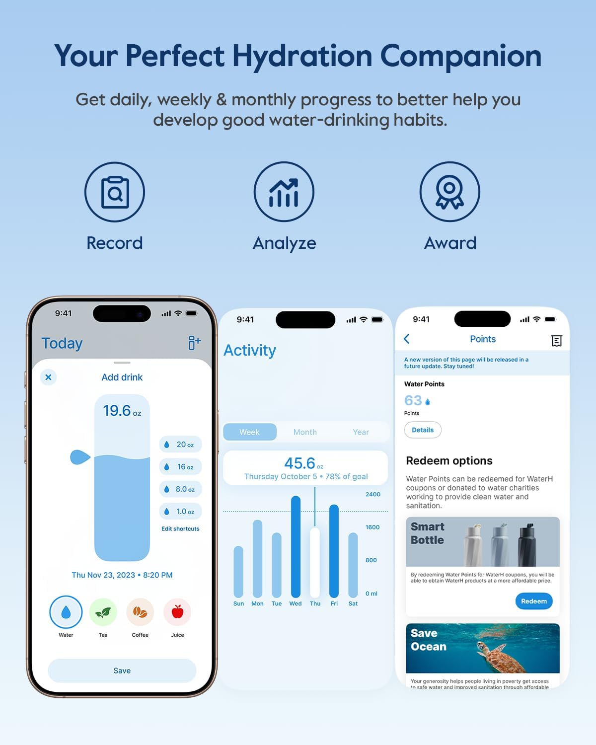 WaterH BOOST app synchronization keeps hydration on track.
