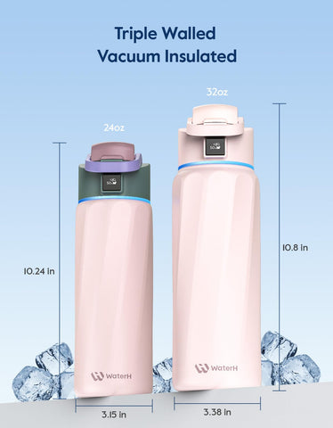 WATERH BOOST bottle double-wall insulation keeps drinks cold longer