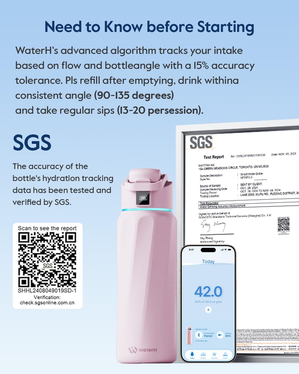 WATERH BOOST bottle leak-proof design prevents spills during travel