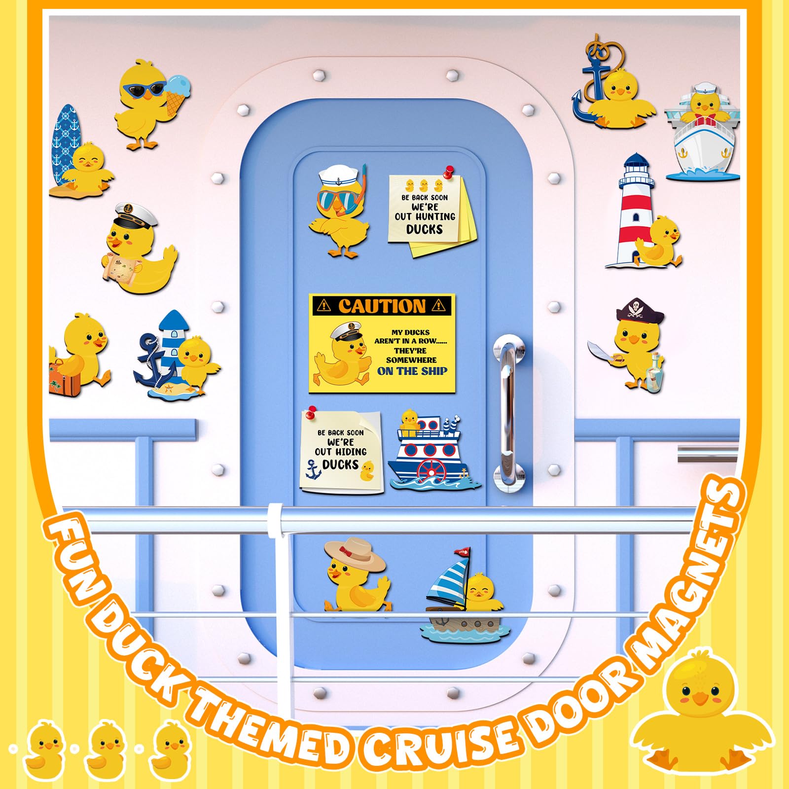 Watersay duck with swimming rings magnet adds playful charm to fridge or door surfaces.