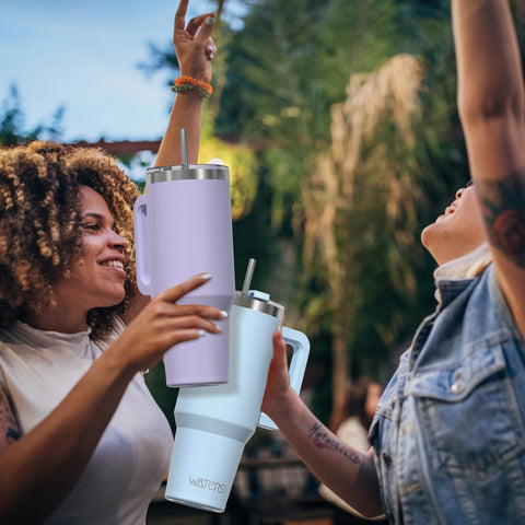 WATERSY car cup-holder friendly tumbler fits in vehicles.