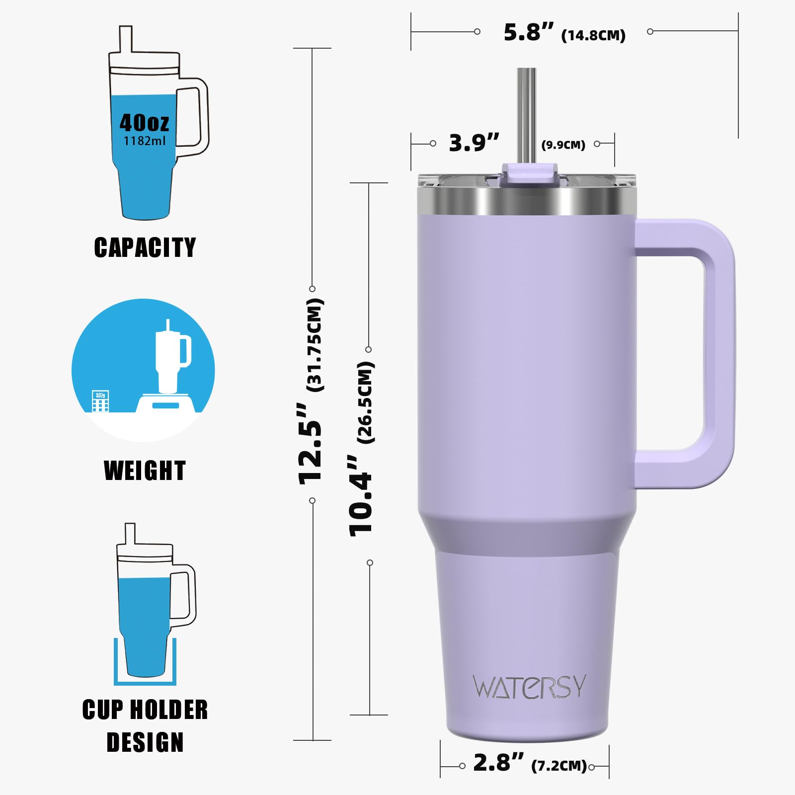 WATERSY pour-friendly ice compatibility for refreshing drinks.