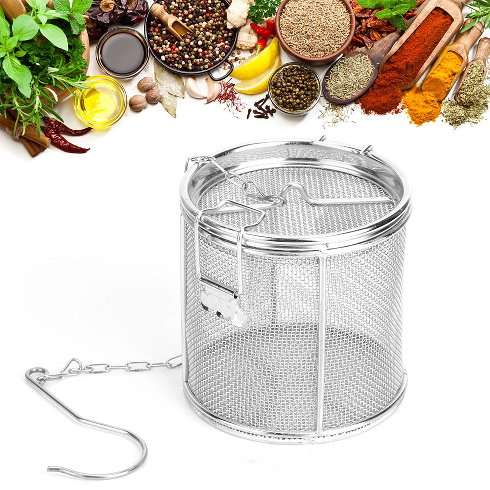 Watris Veiyi seasoning strainer, 10x10 cm, mesh basket for easy liquid separation while simmering.
