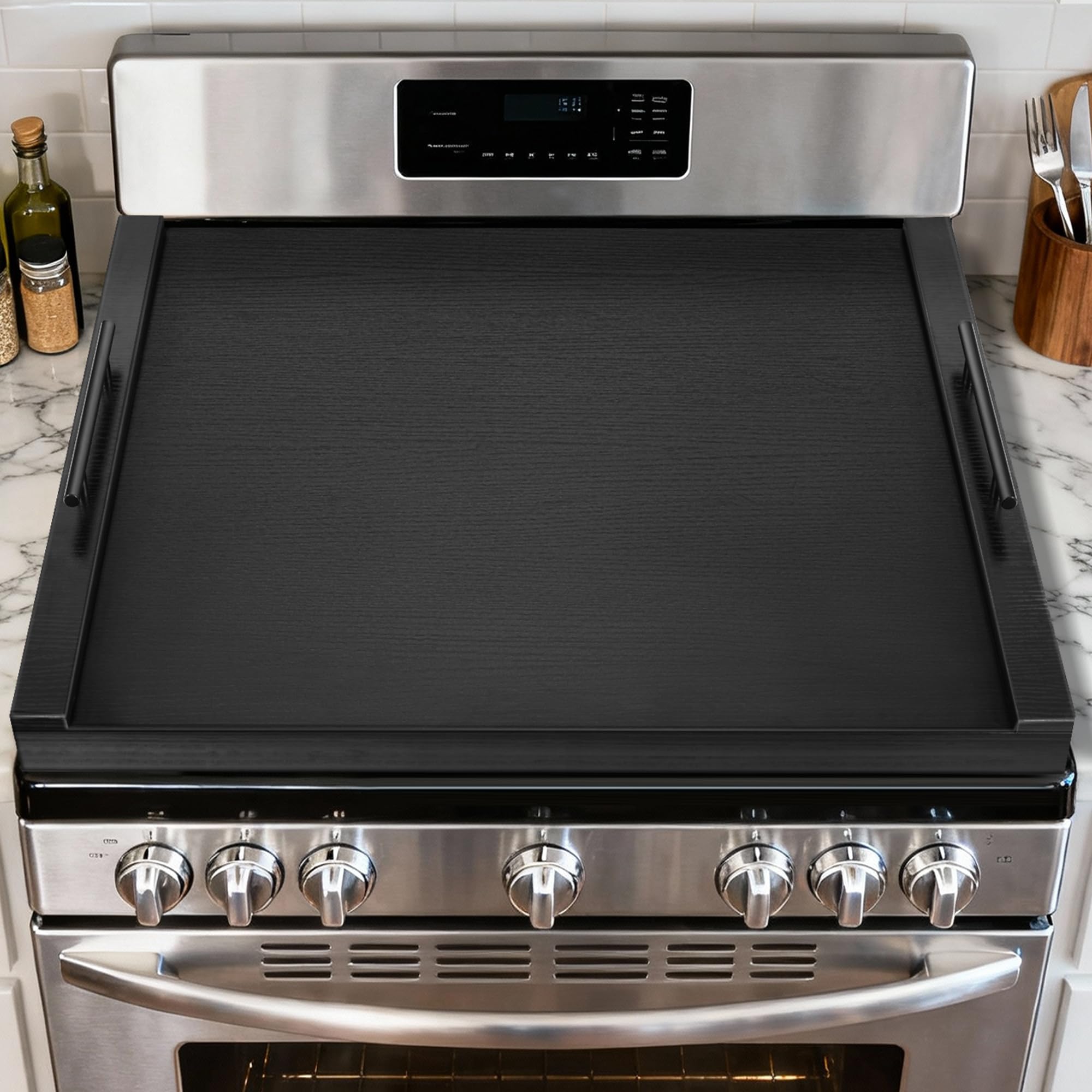 WAUTENANTY noodle board stove cover with handles provides easy mobility and extra counter space.