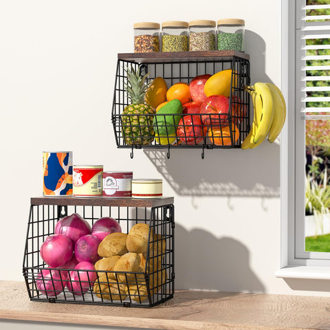 Wawocs 2-tier fruit bowl stackable basket keeps fruits organized on the countertop