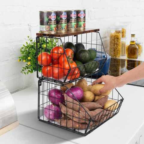 Wawocs multi-purpose storage basket suitable for bread, jars, and coffee pods.