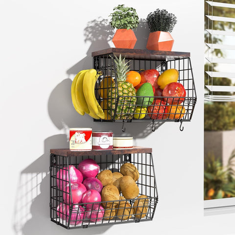 Wawocs wall-mount wire basket saves space and adds stylish storage
