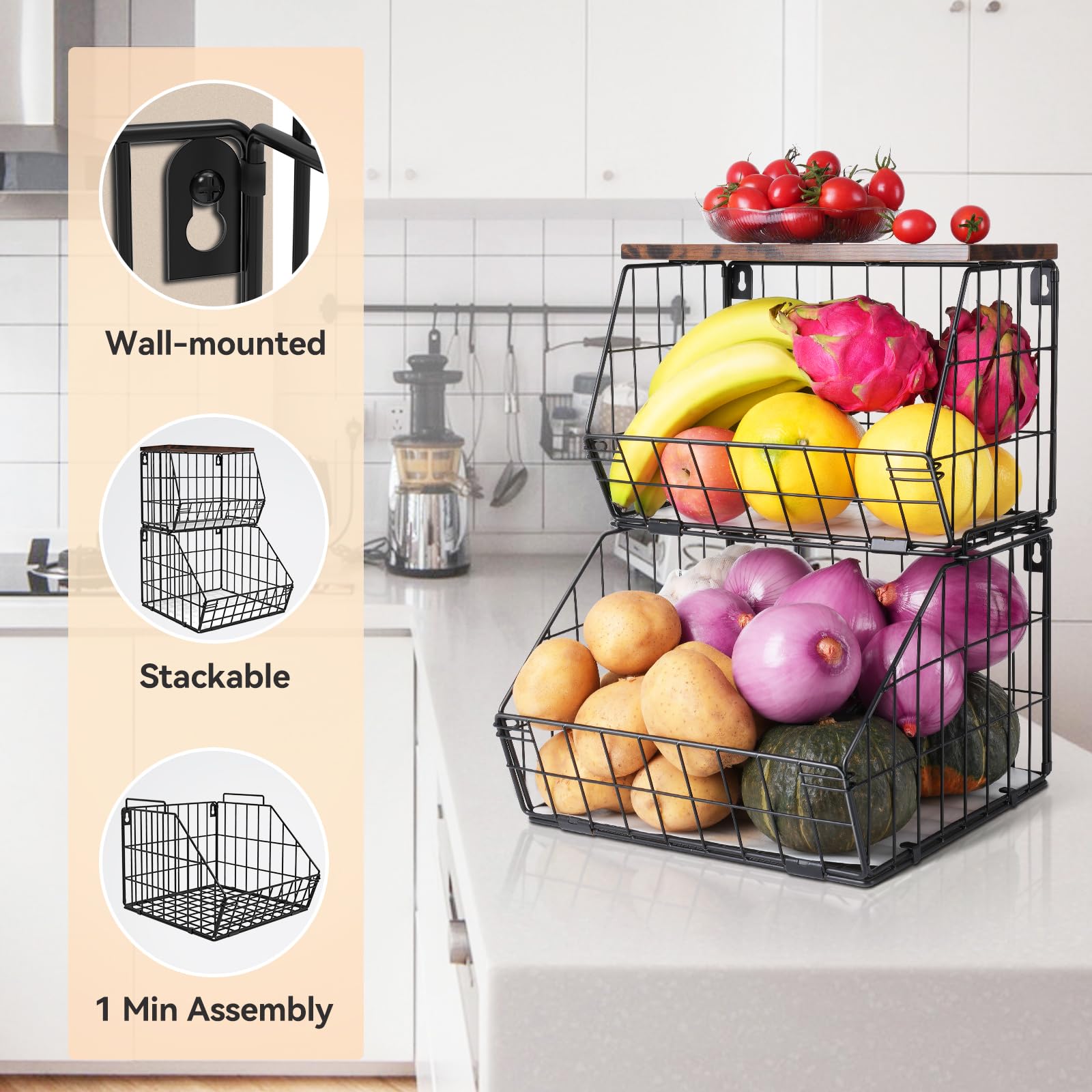 Wawocs wood lid top on baskets adds secure cover and neat presentation.