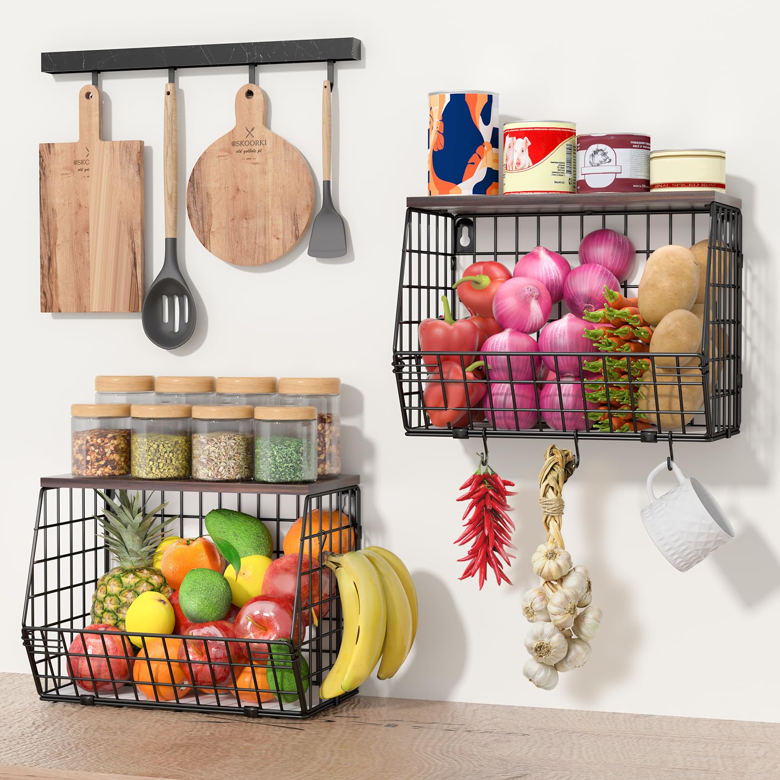 Wawocs wood lid top for baskets provides secure and clean storage