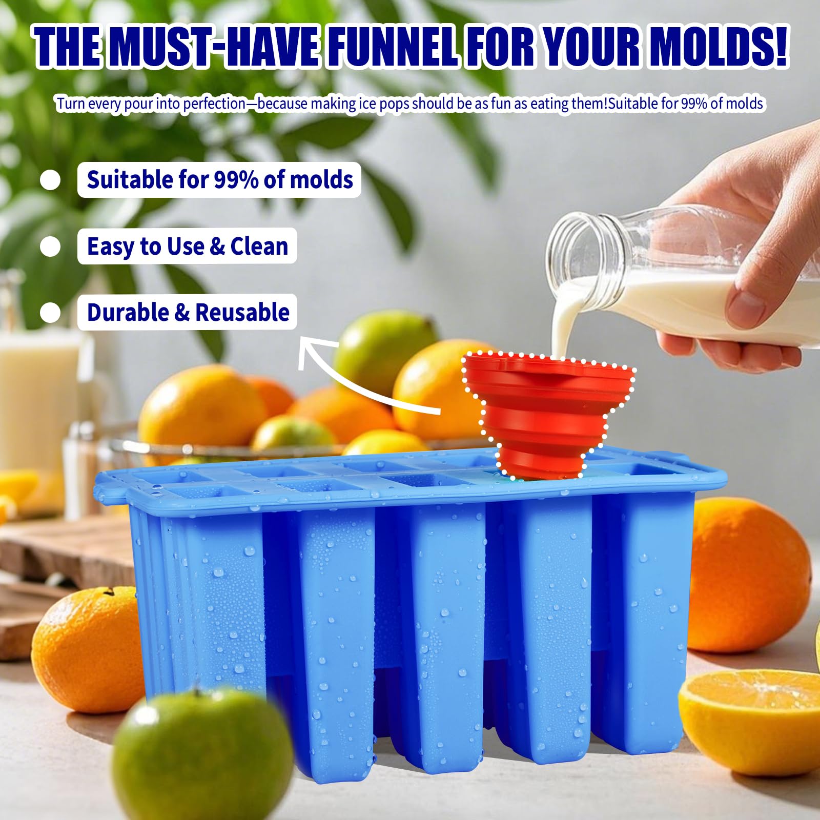 Waybesty silicone mold releases easily for quick popsicle freeing and cleanup.