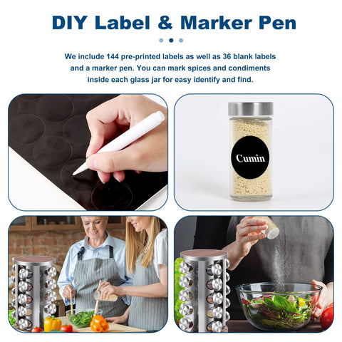 WAYDA lead-free glass and stainless steel ensure durable spice storage.