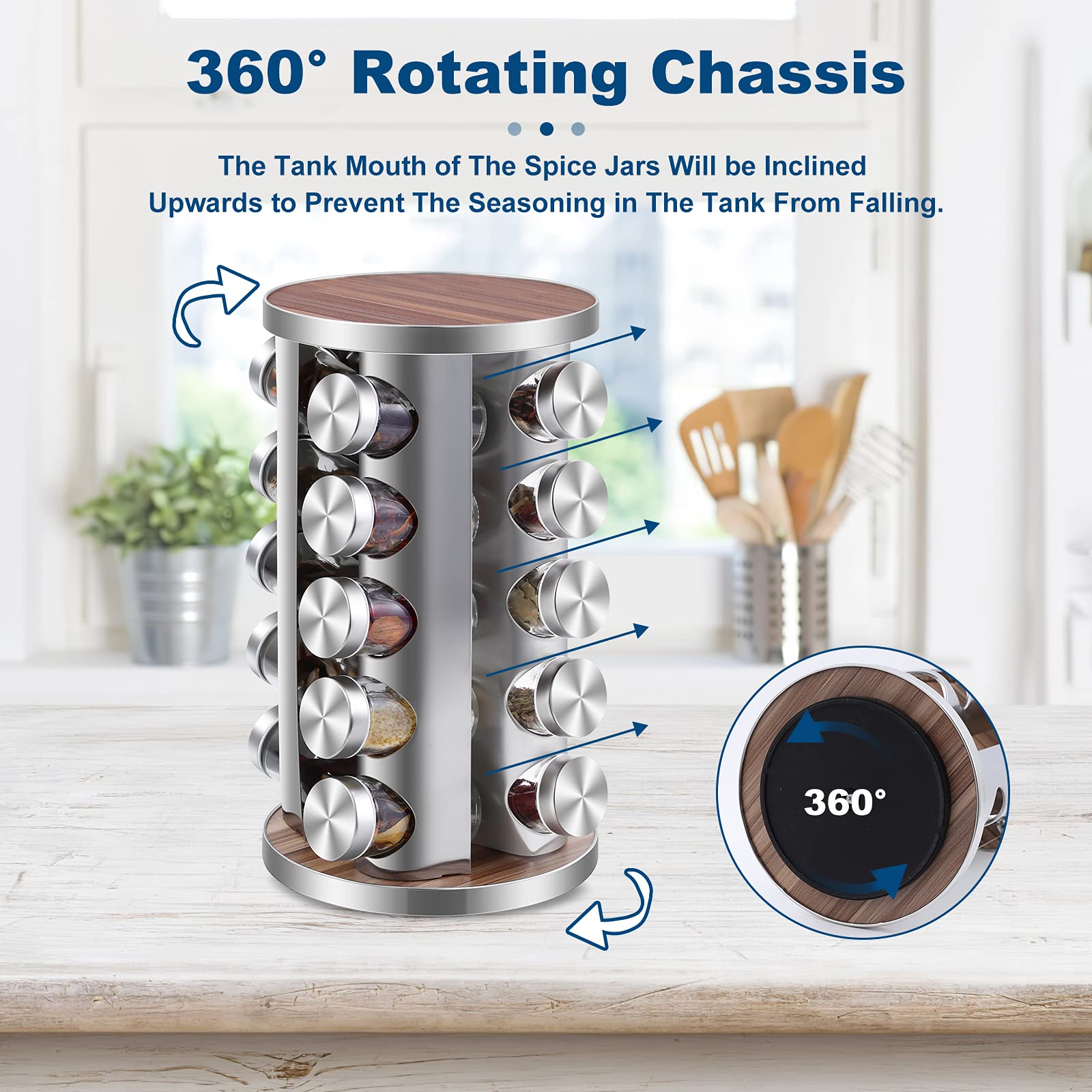 WAYDA non-slip base keeps the rack stable on the countertop.