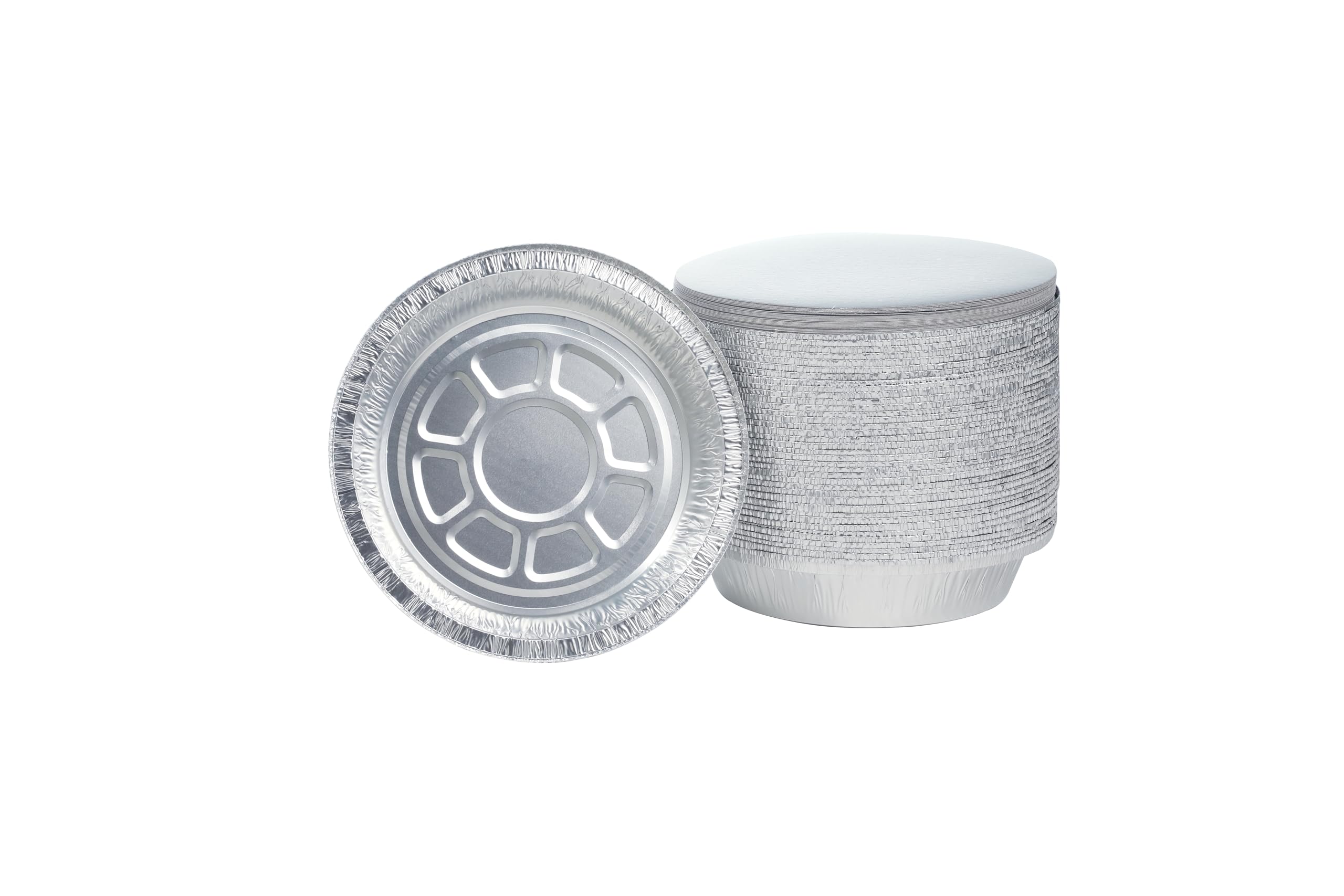 Waytiffer 7-inch aluminum round foil pan with paper lid for easy portioning and serving.