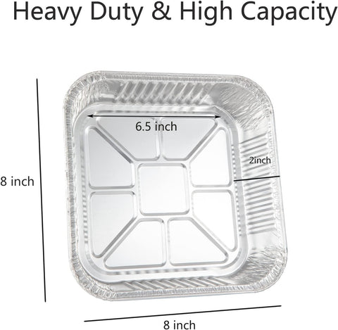 Waytiffer square 8x8x1.8-inch foil pans ideal for baking and portioning.
