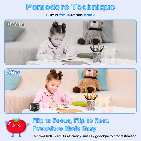 Wbacon Cube Pomodoro Timer offers adjustable alarm levels for different environments.