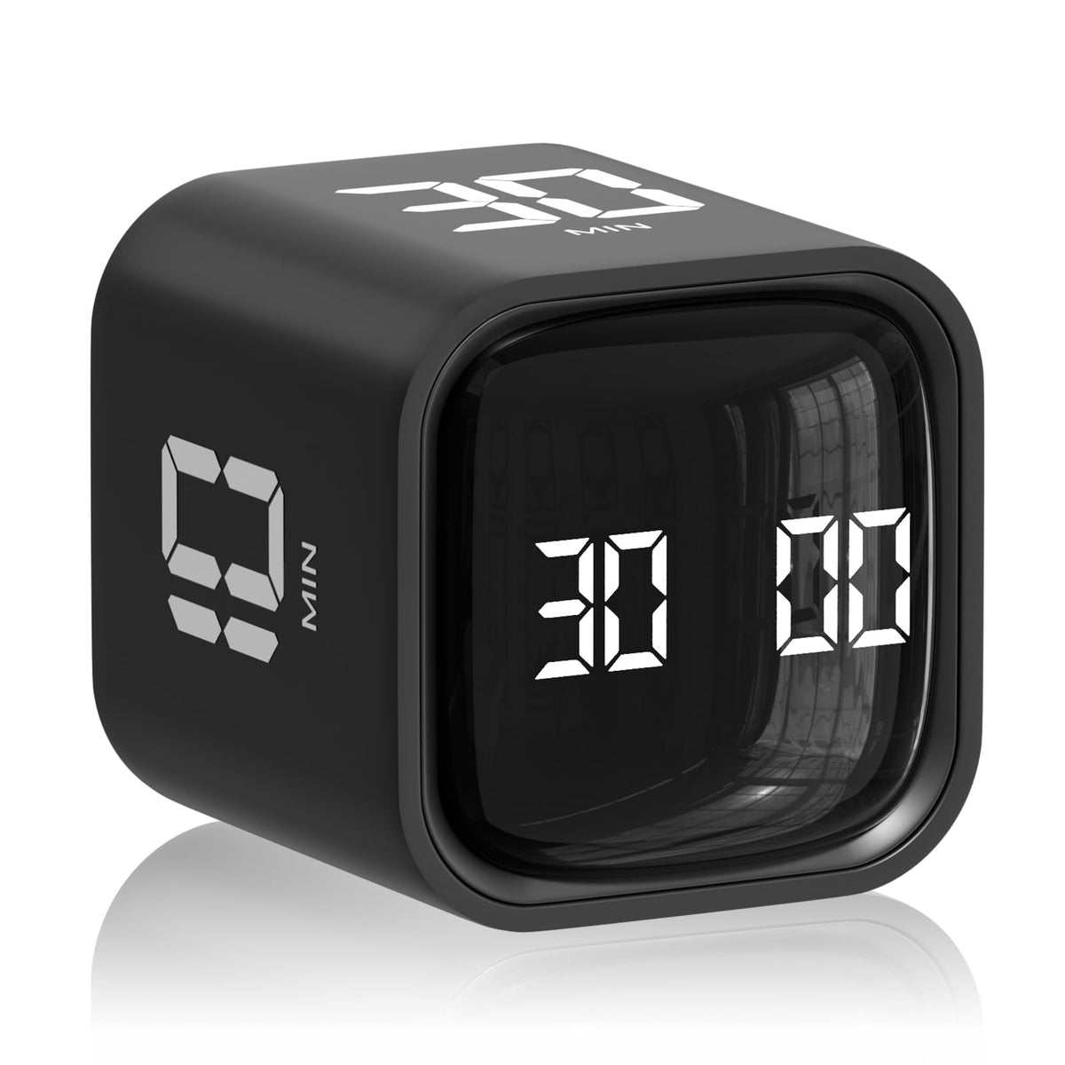 Wbacon Cube Pomodoro Timer on a desk displaying countdown for focused study sessions.
